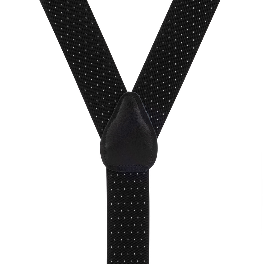Woven Pin Dot Suspenders in Black - Rear View