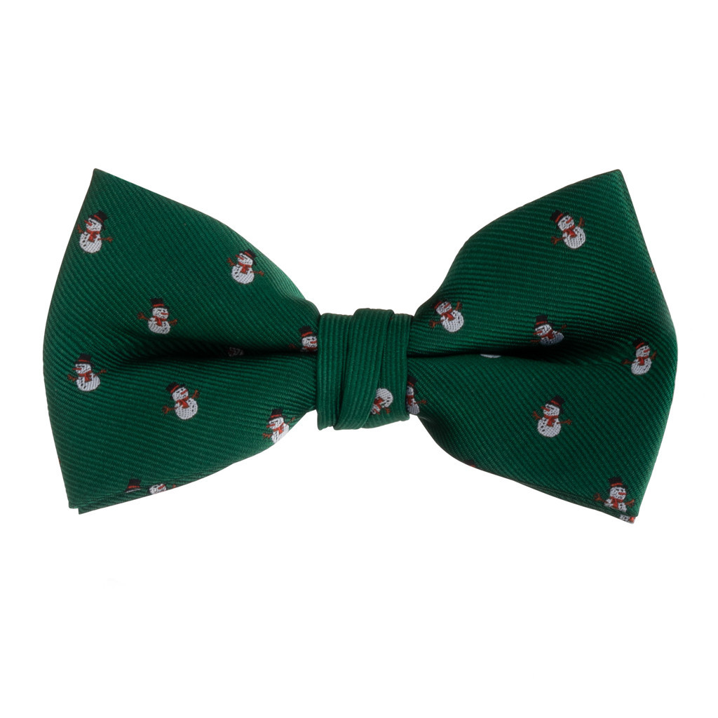 Snowmen on Green Bow Tie