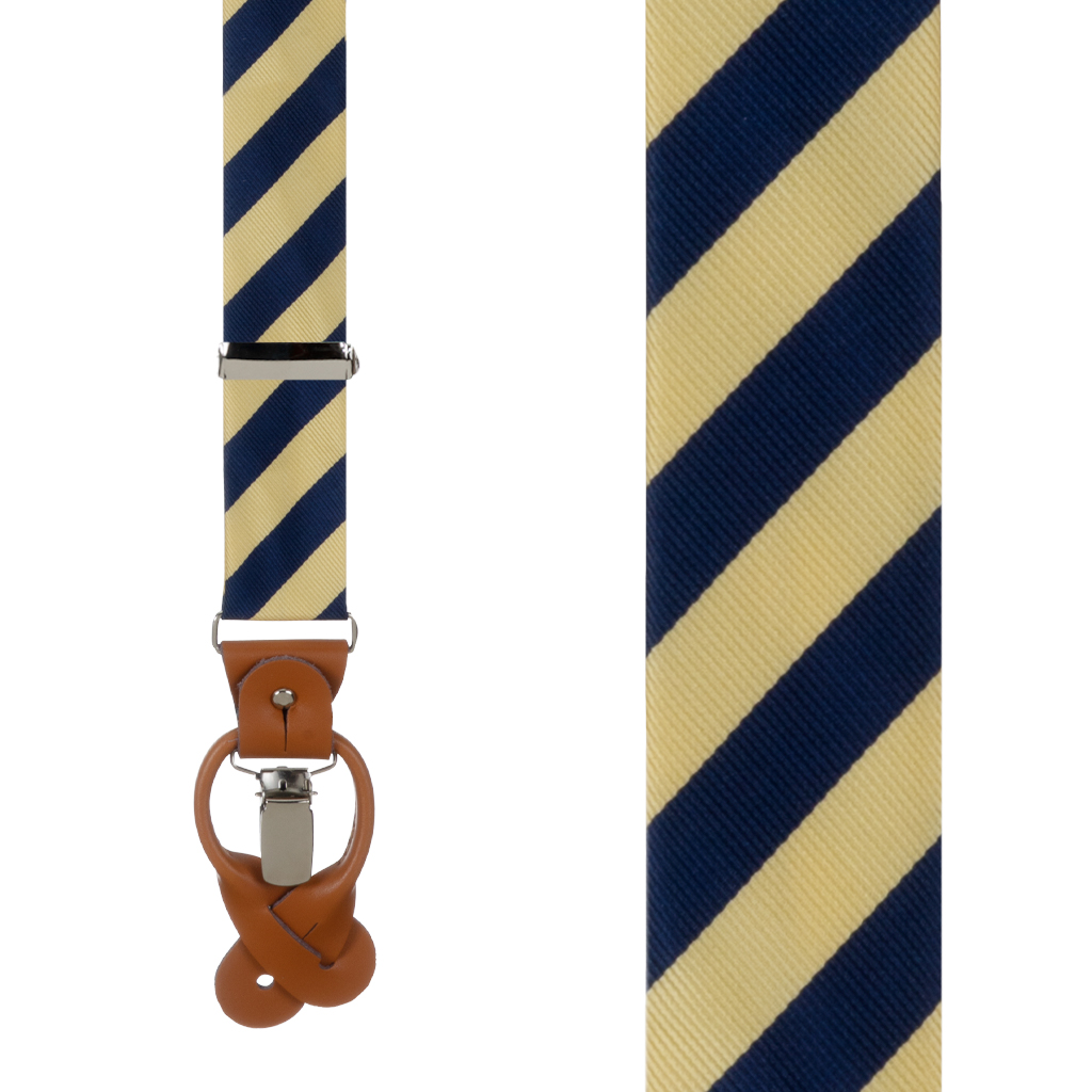 Corn & Navy Striped Suspenders - Front View