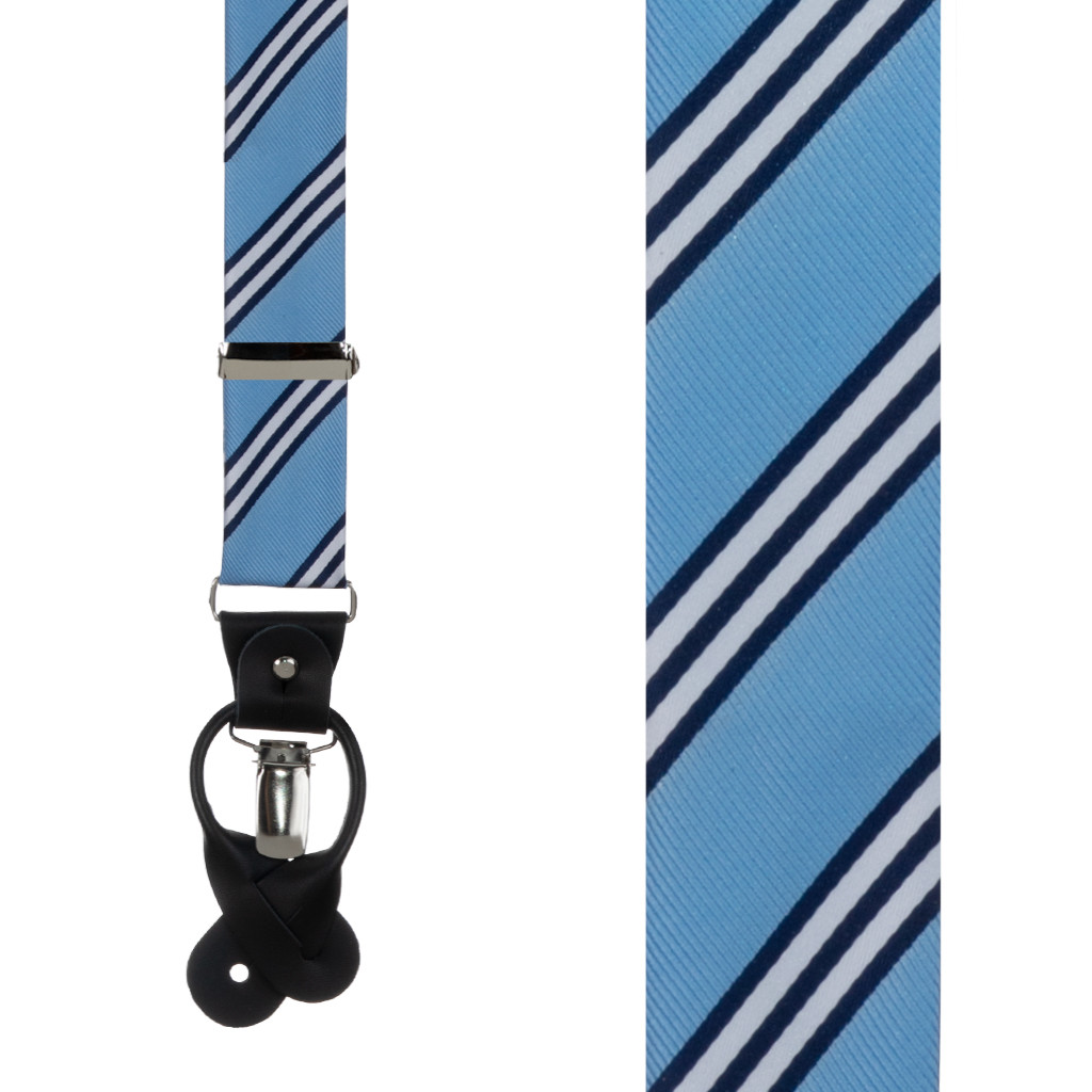 Copenhagen & Navy Multi-Stripe Suspenders - Front View