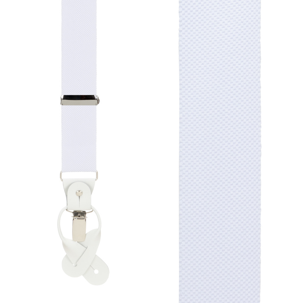 Oxford Cloth Suspenders in White - Front View