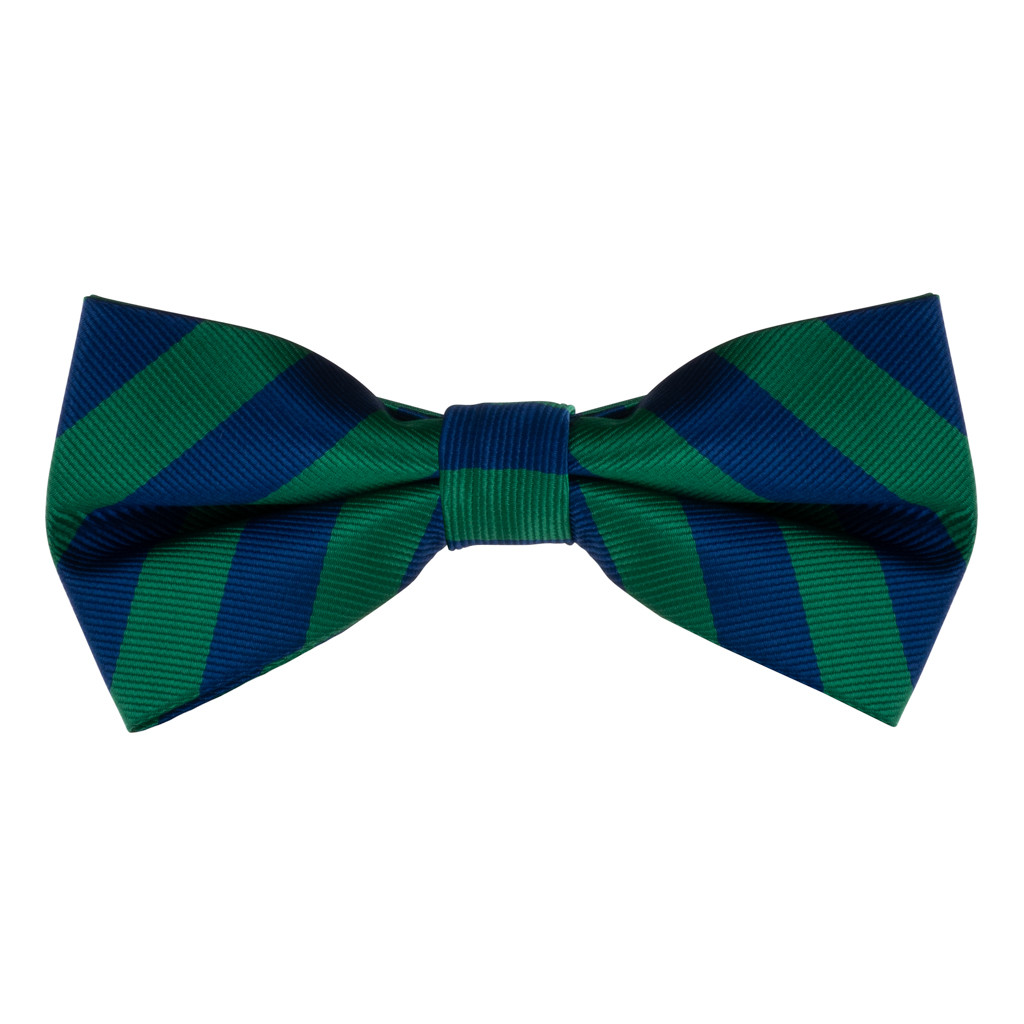 Navy & Lime Striped Bow Tie