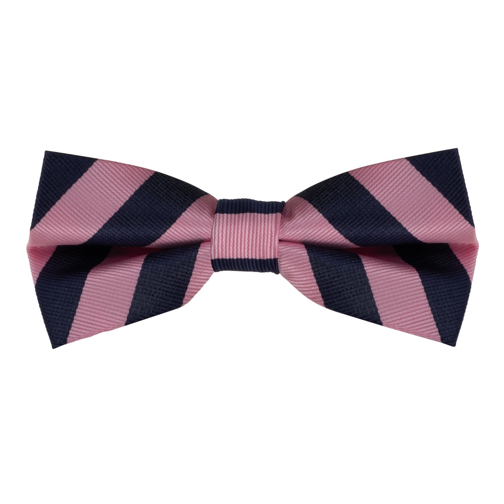 Pink & Navy Striped Bow Tie