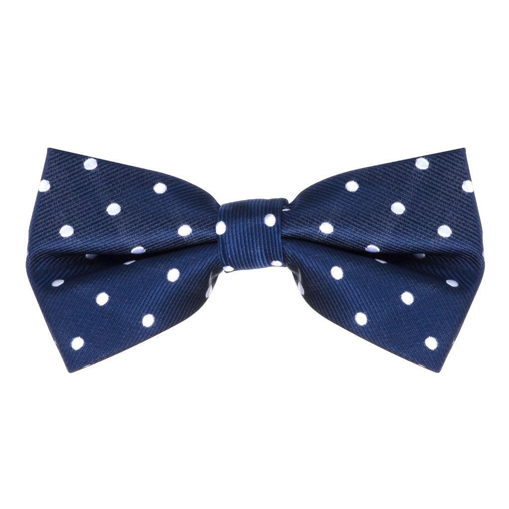 Navy & White Polka Dot Bow Tie