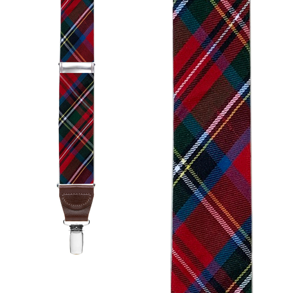 Tartan Plaid Suspenders in Royal Watch - Front View