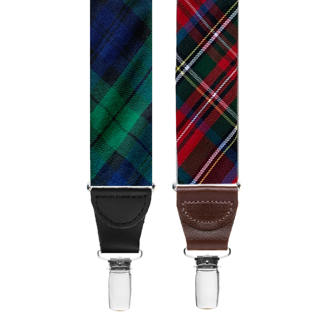 Tartan Plaid Suspenders - Clip - Both Patterns