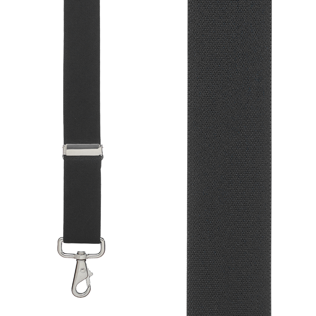 1.5 Inch Wide X-Back Trigger Snap Suspenders in Black - Front View