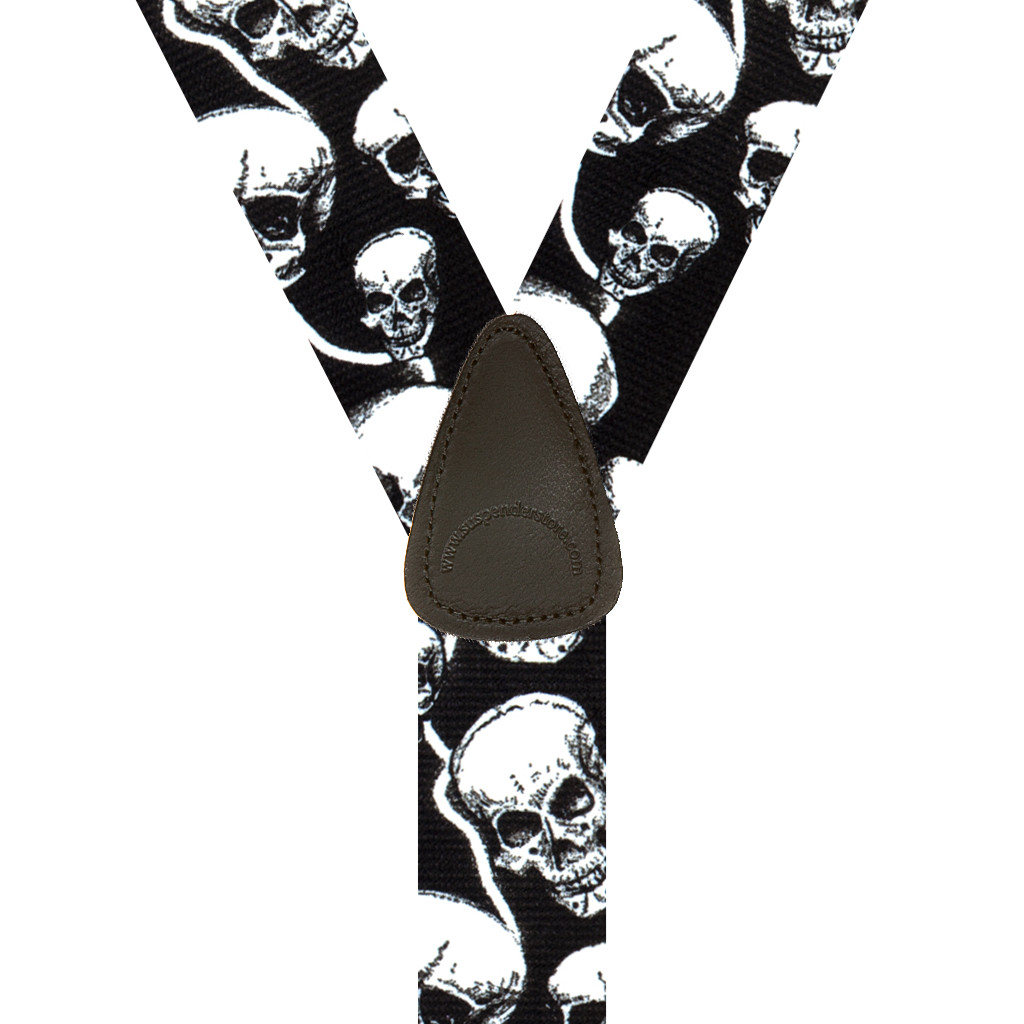 SKULL 1.5-Inch Wide Trigger Snap Suspenders - Rear View