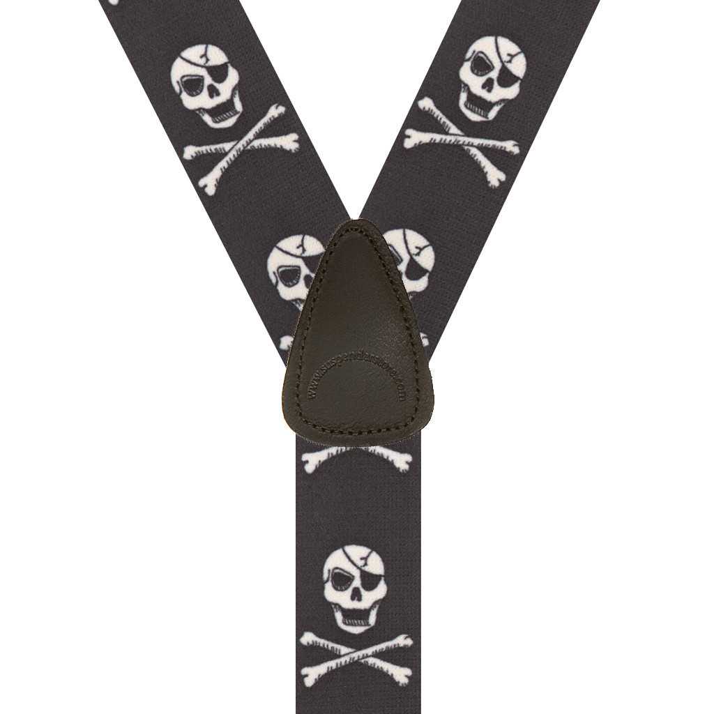CROSSBONES 1.5-Inch Wide Trigger Snap Suspenders - Rear View