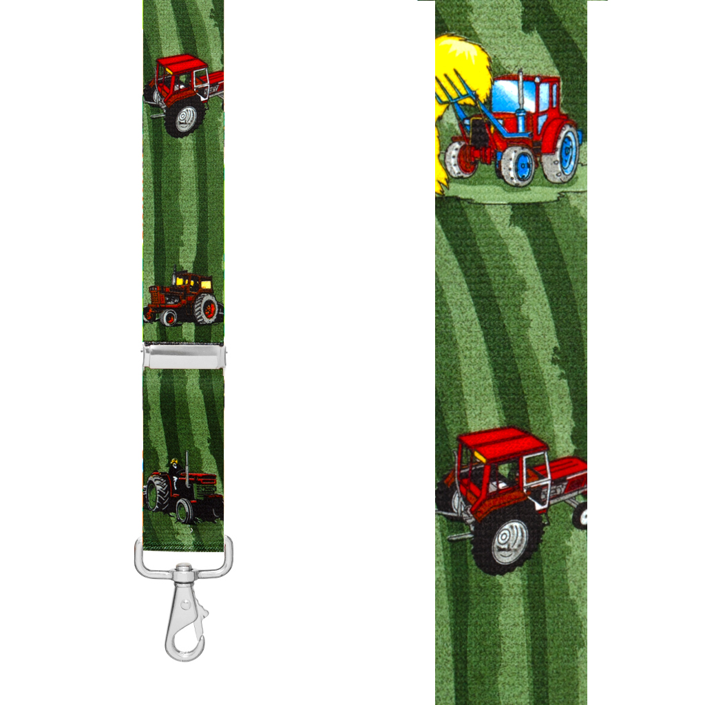 RED TRACTOR 1.5-Inch Wide Trigger Snap Suspenders - Front View