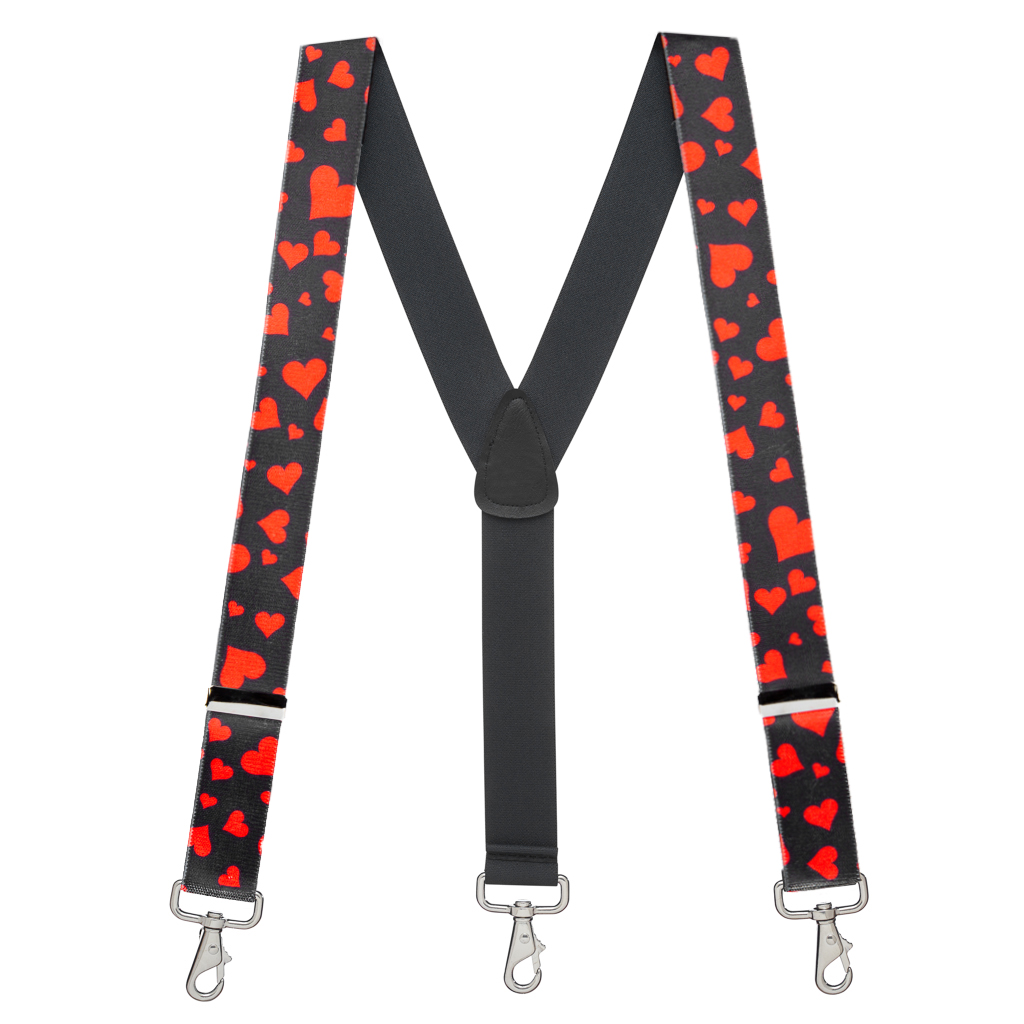 HEARTS 1.5-Inch Wide Trigger Snap Suspenders - Full View