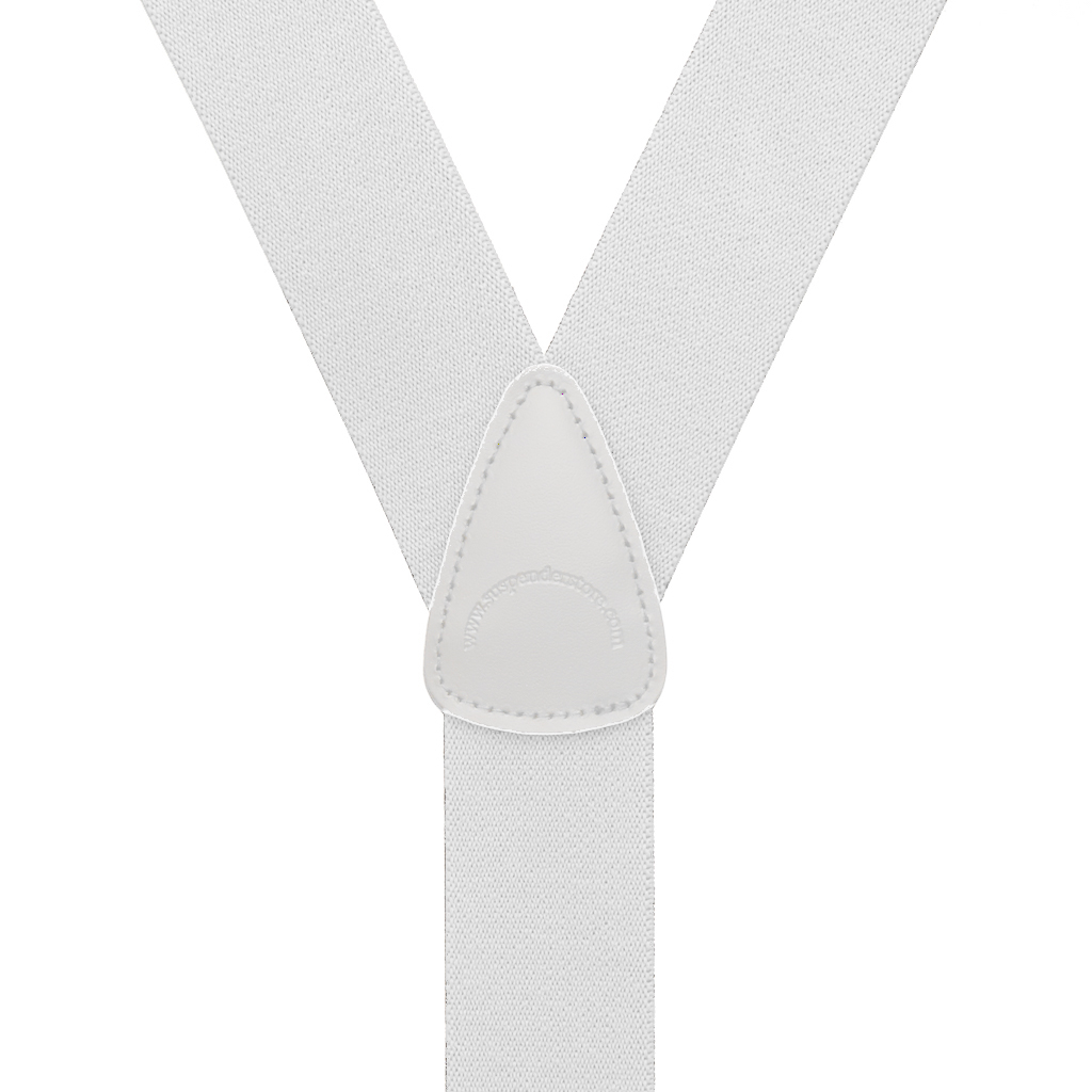 1.5 Inch Wide Trigger Snap Suspenders in White - Rear View