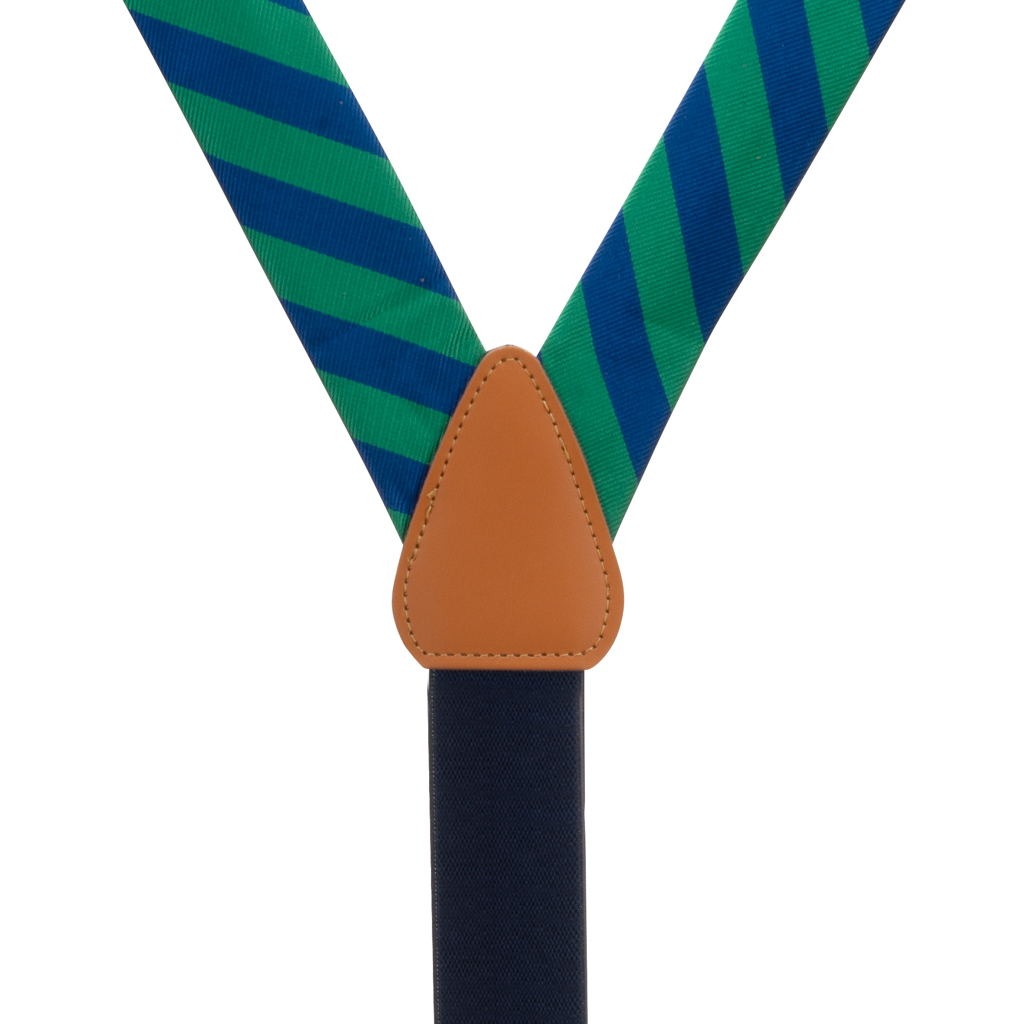 Oxford Kent Suspenders in Bold Stripe Navy Lime - Rear View