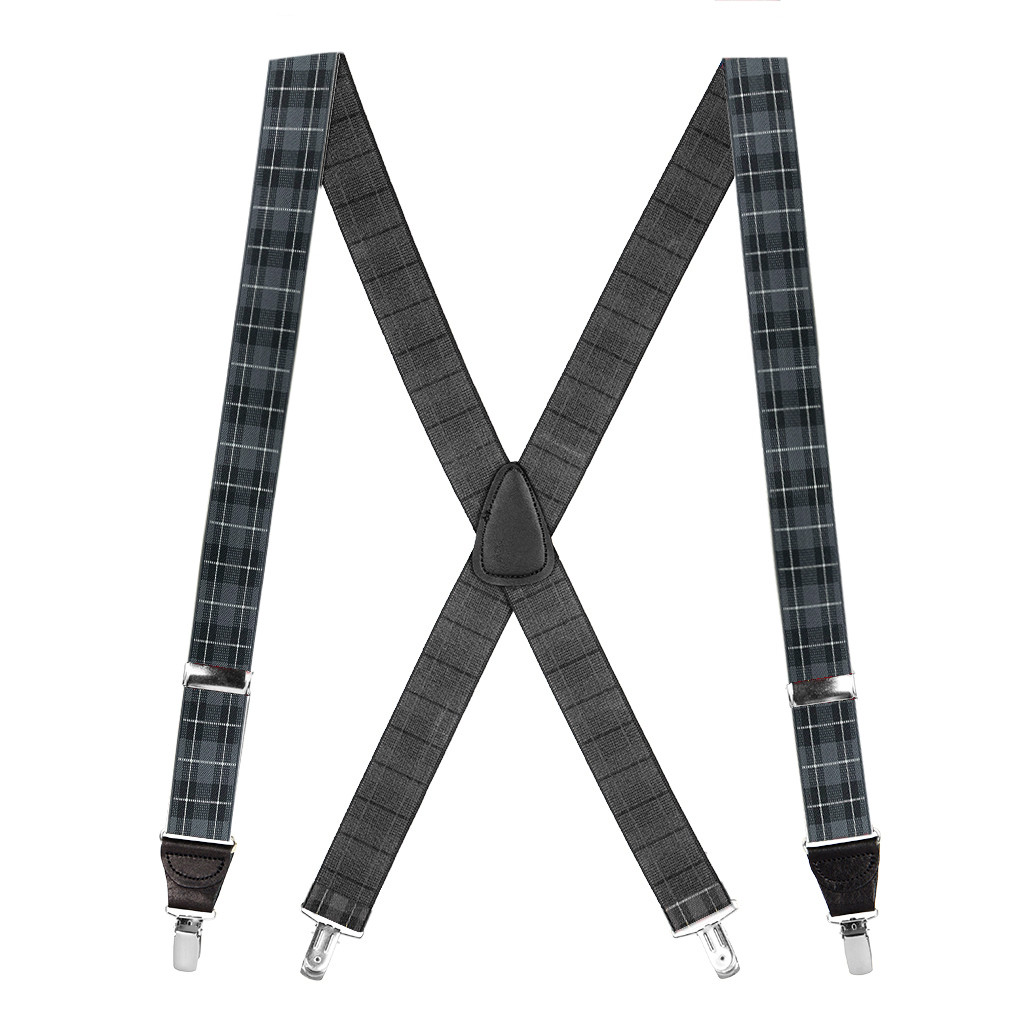 1.5 Inch Plaid Suspenders in Grey - Full View