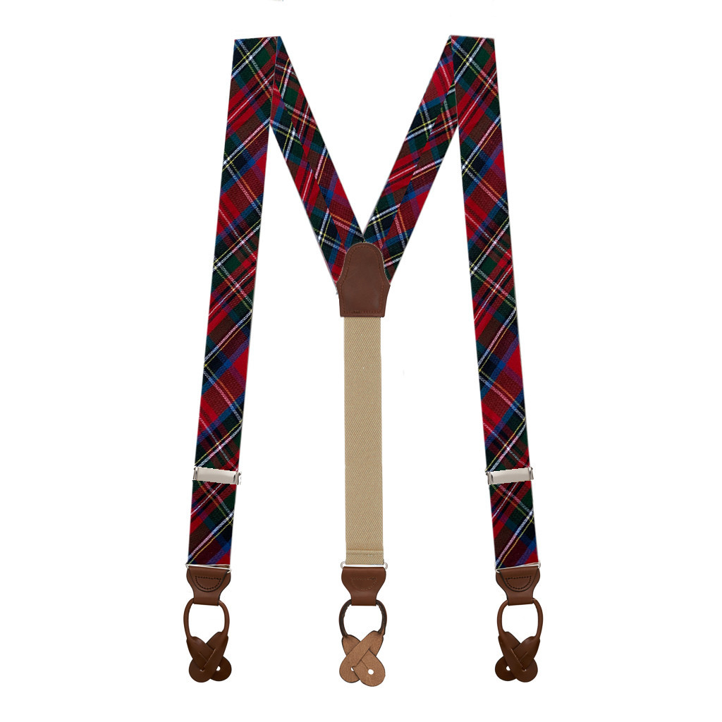 Button Suspenders in Royal Stewart - Full View