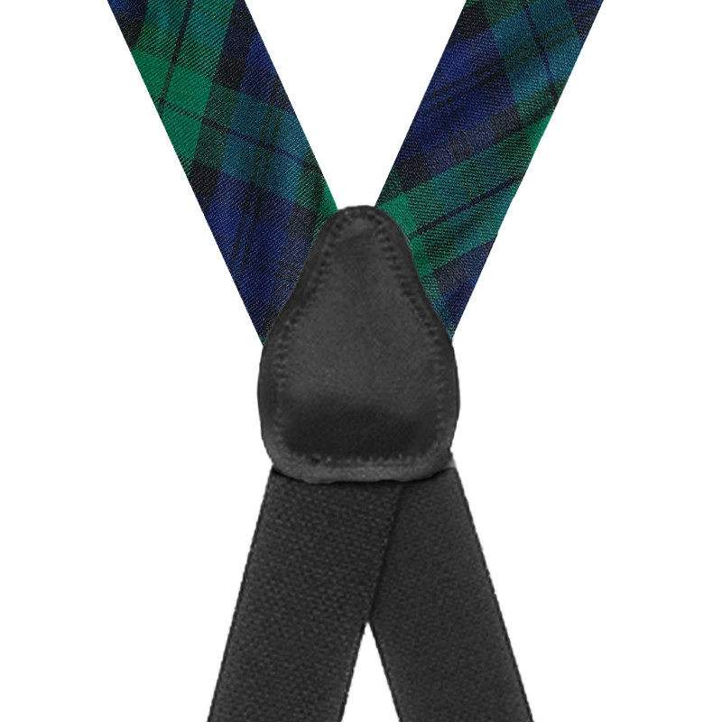 Tartan Suspenders in Black Watch - Rear View