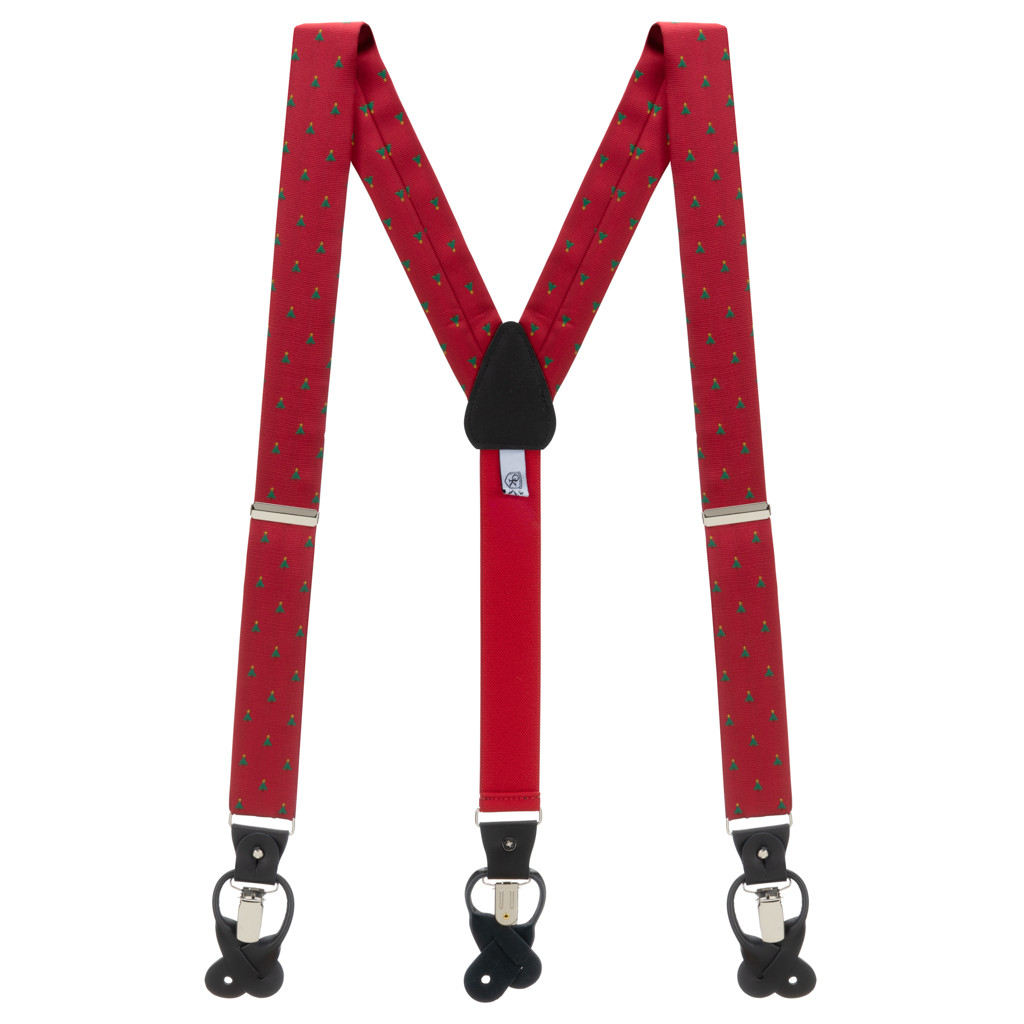 Red Christmas Tree Tie & Suspender Set by Oxford Kent