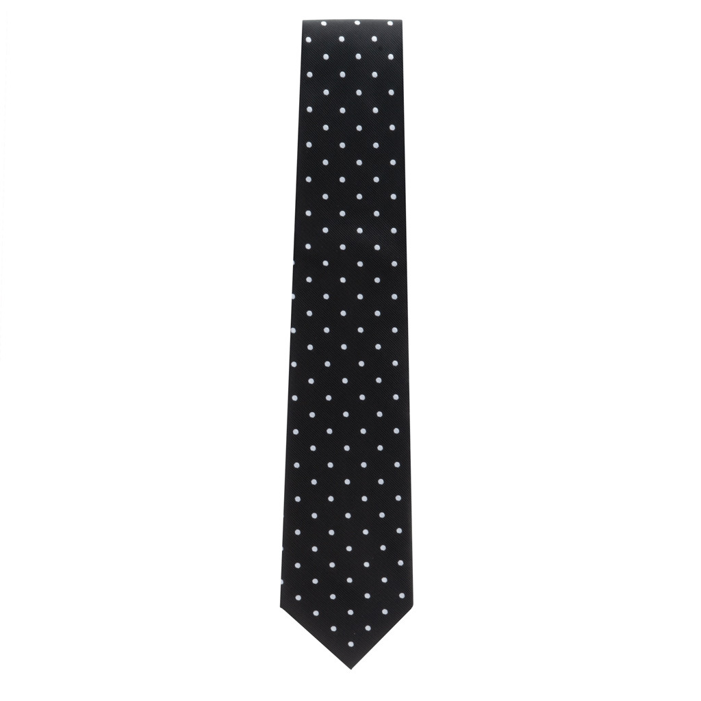 Necktie in Black & White Polka Dot Pattern