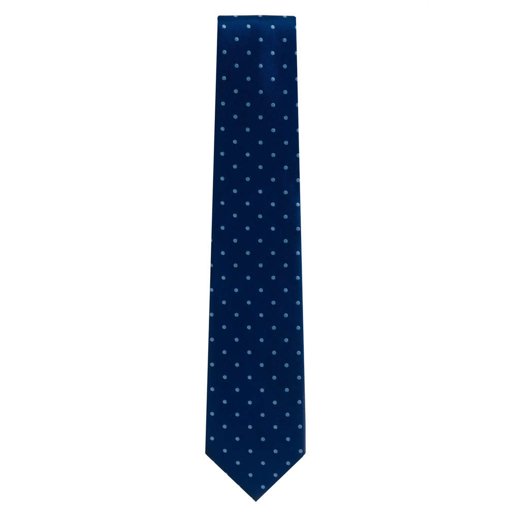 Necktie in Navy & Copenhagen Polka Dot Pattern