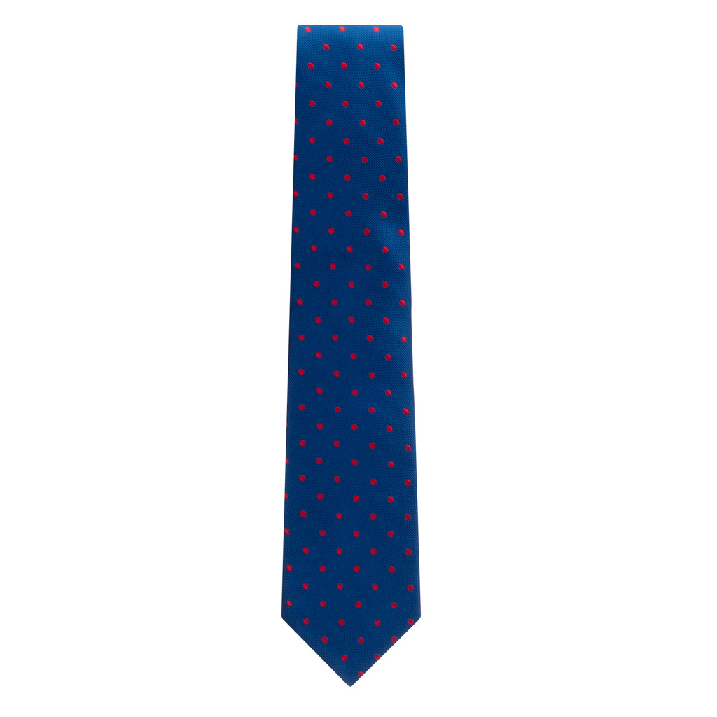 Necktie in Navy & Red Polka Dot Pattern