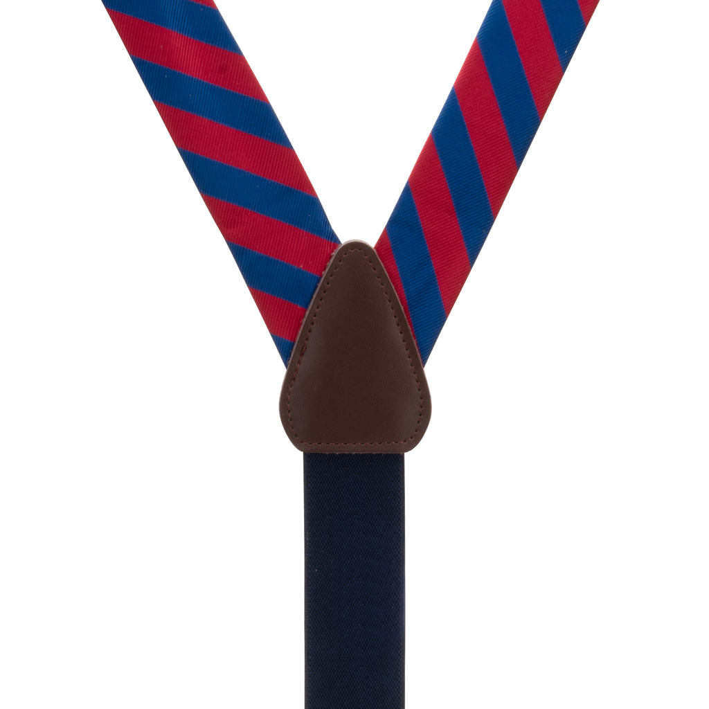 Suspenders in Red & Navy Bold Stripe - Rear View