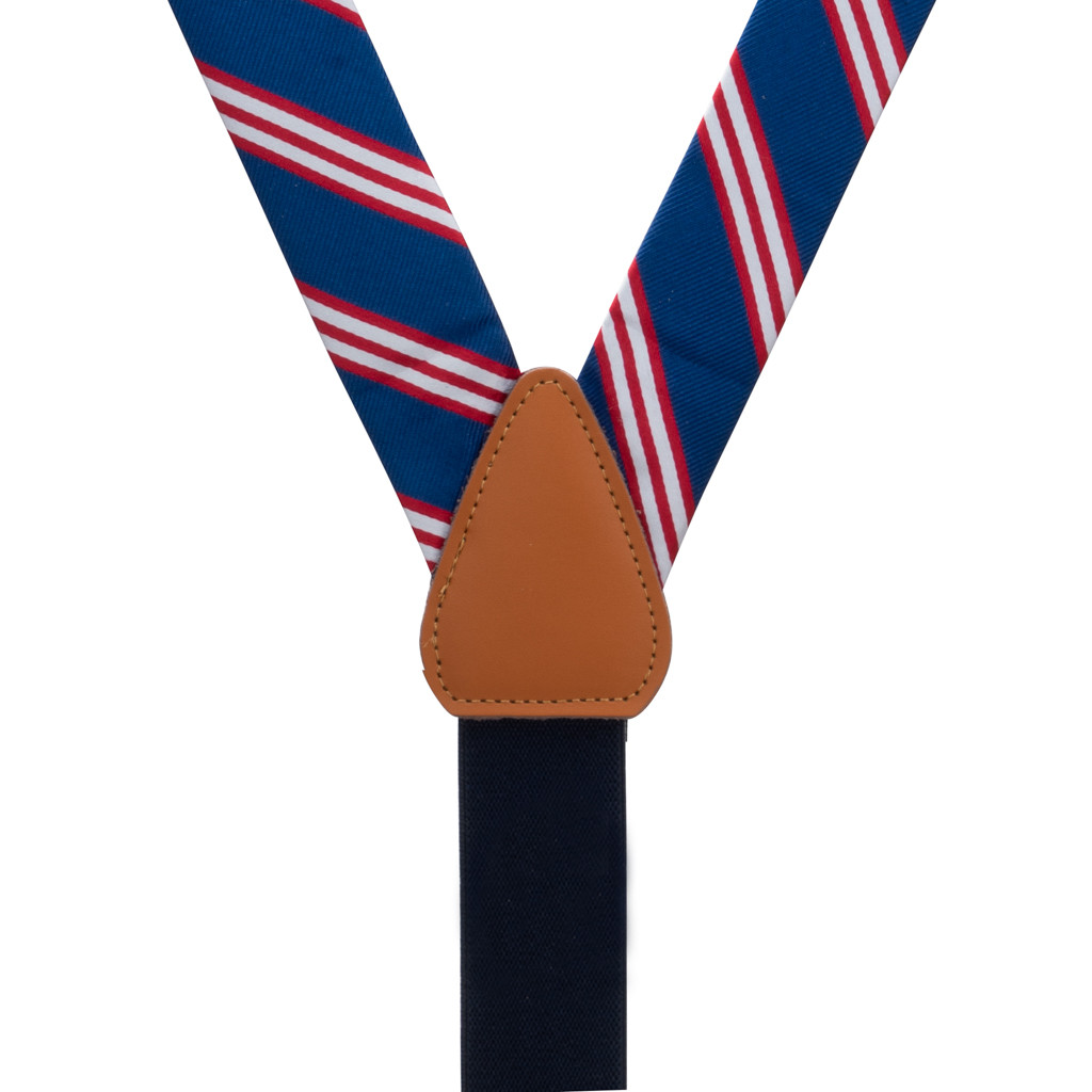 Suspenders in Navy & Red Multi Stripe - Rear View