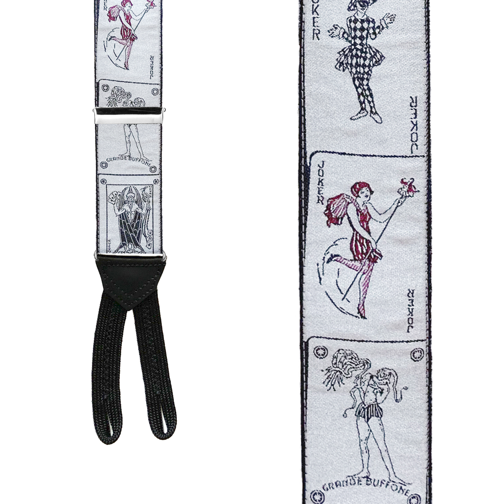 SILVER JOKER Limited Edition Handwoven Silk Braces - Front View