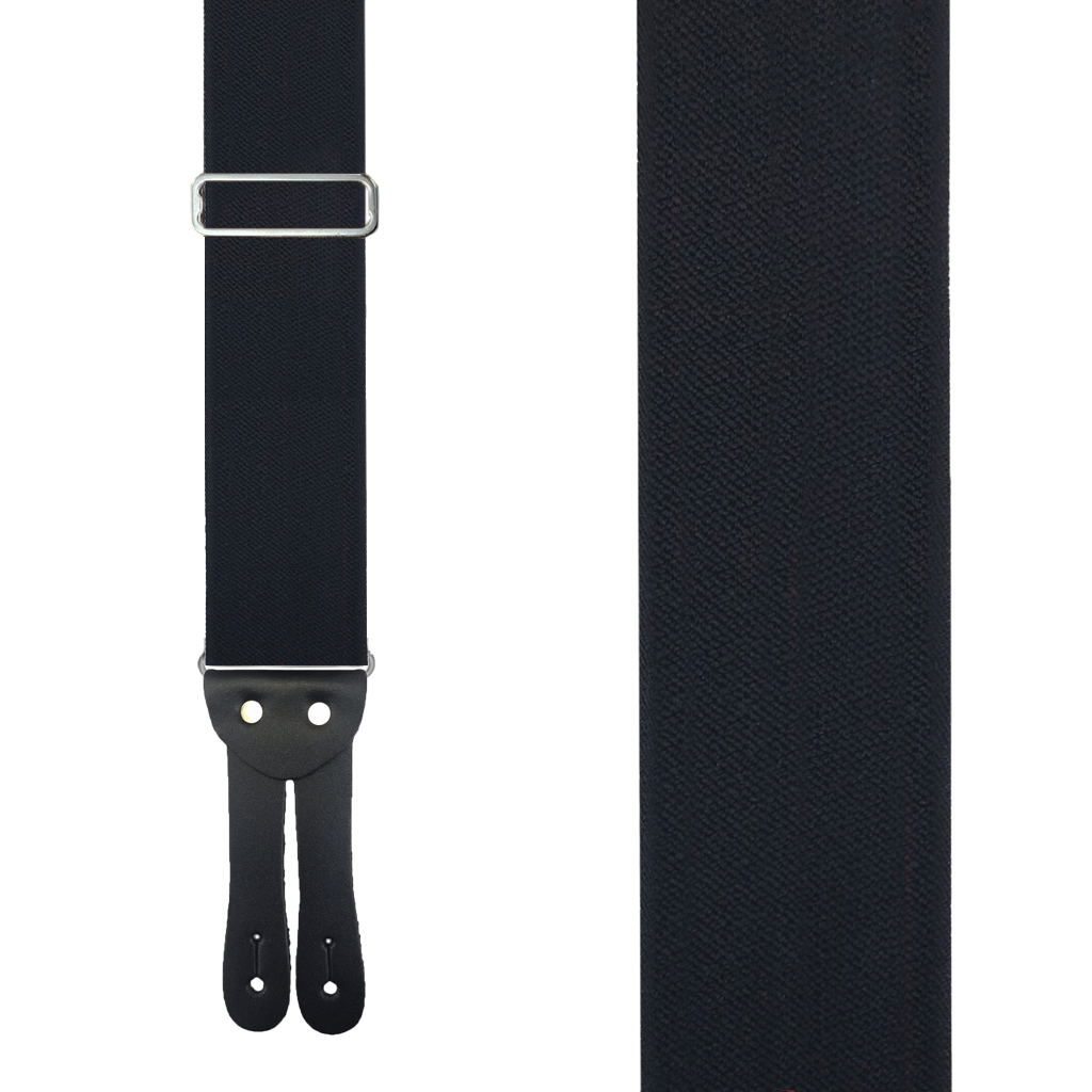 BLACK Welch Logger Button Suspenders - Front View