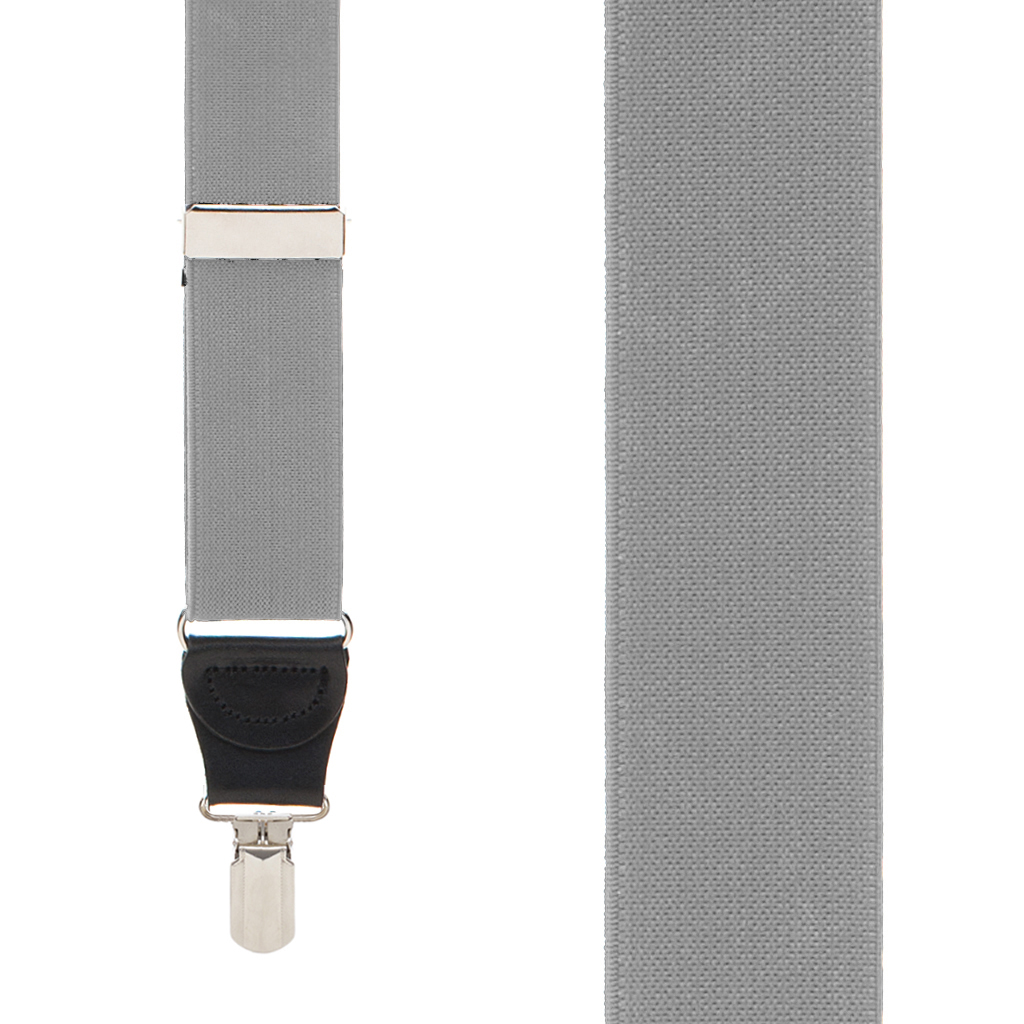 1.25-Inch Elastic Y-Back Suspenders in Medium Grey - Front View