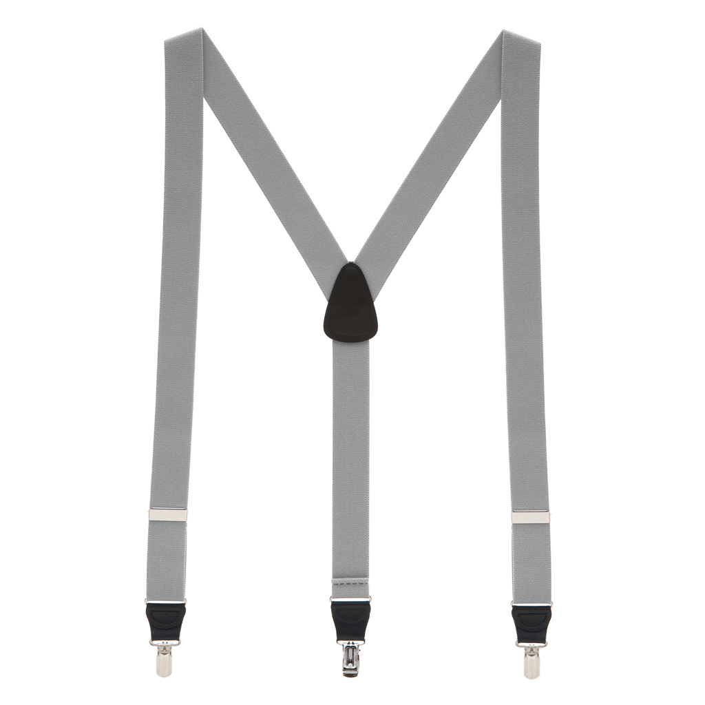 1.25-Inch Elastic Y-Back Suspenders in Medium Grey - Full View
