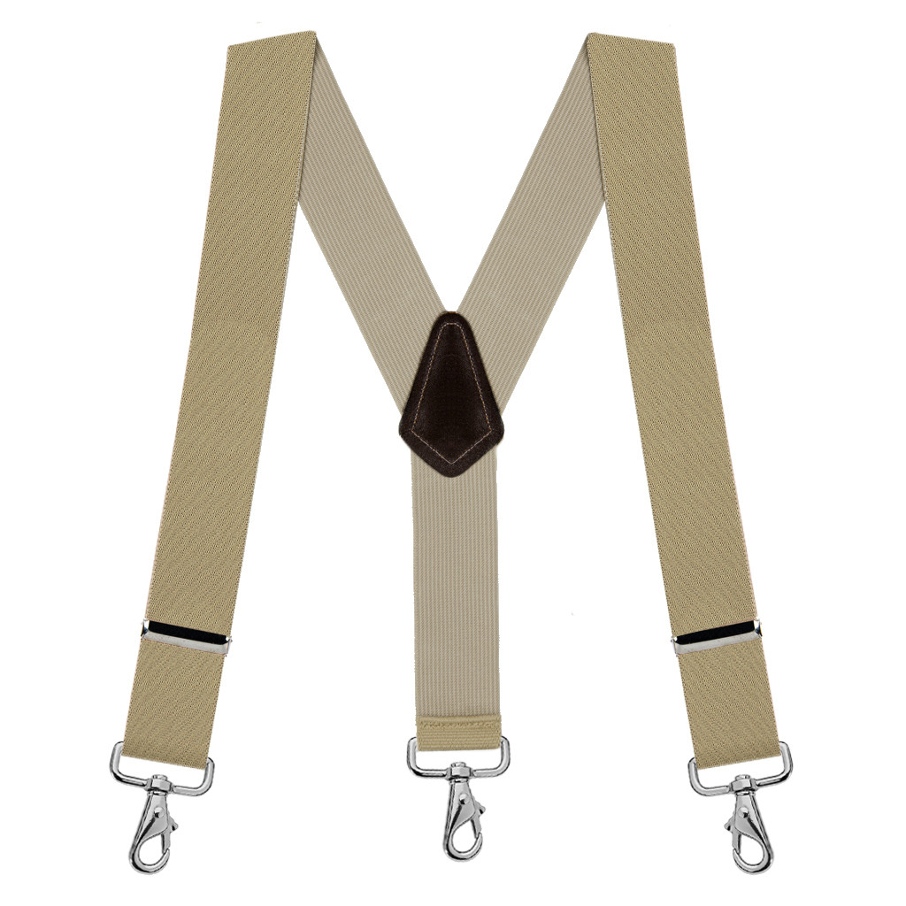 2 Inch Wide Y-Back Trigger Snap Suspenders in Tan - Full View