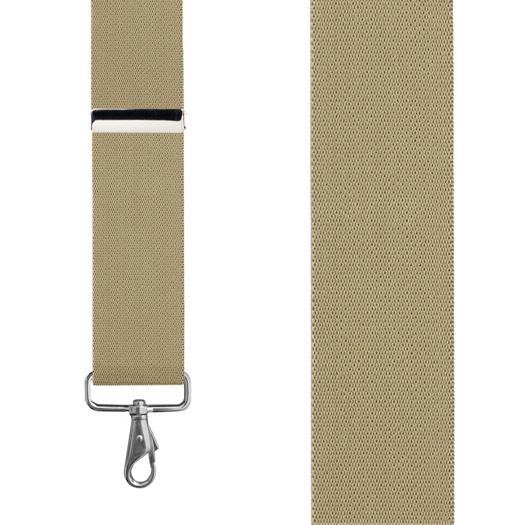 2 Inch Wide Y-Back Trigger Snap Suspenders in Tan - Front View
