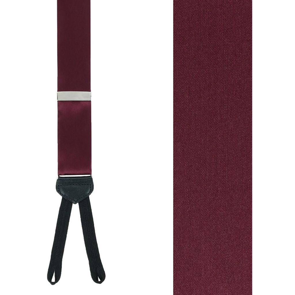 1.5-Inch Wide Silk Suspenders in Burgundy - Front View