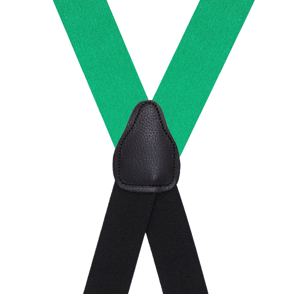 Bangkok Silk Clip Suspenders in Kelly Green - Rear View