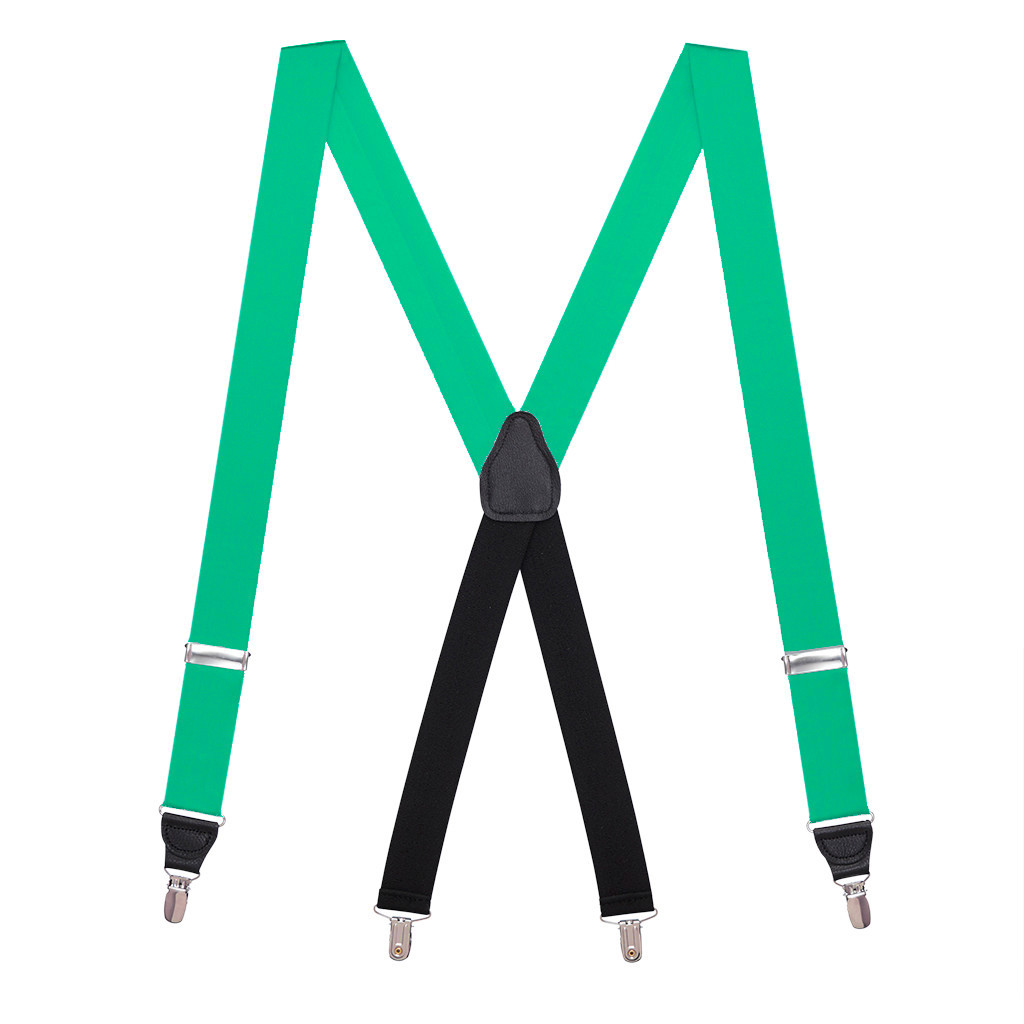 Bangkok Silk Clip Suspenders in Kelly Green - Full View