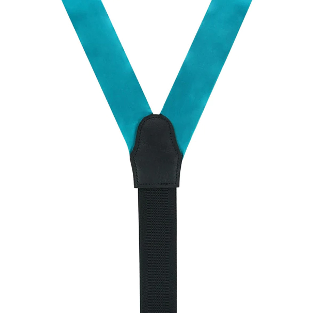 Bangkok Silk Button Suspenders in Teal - Rear View