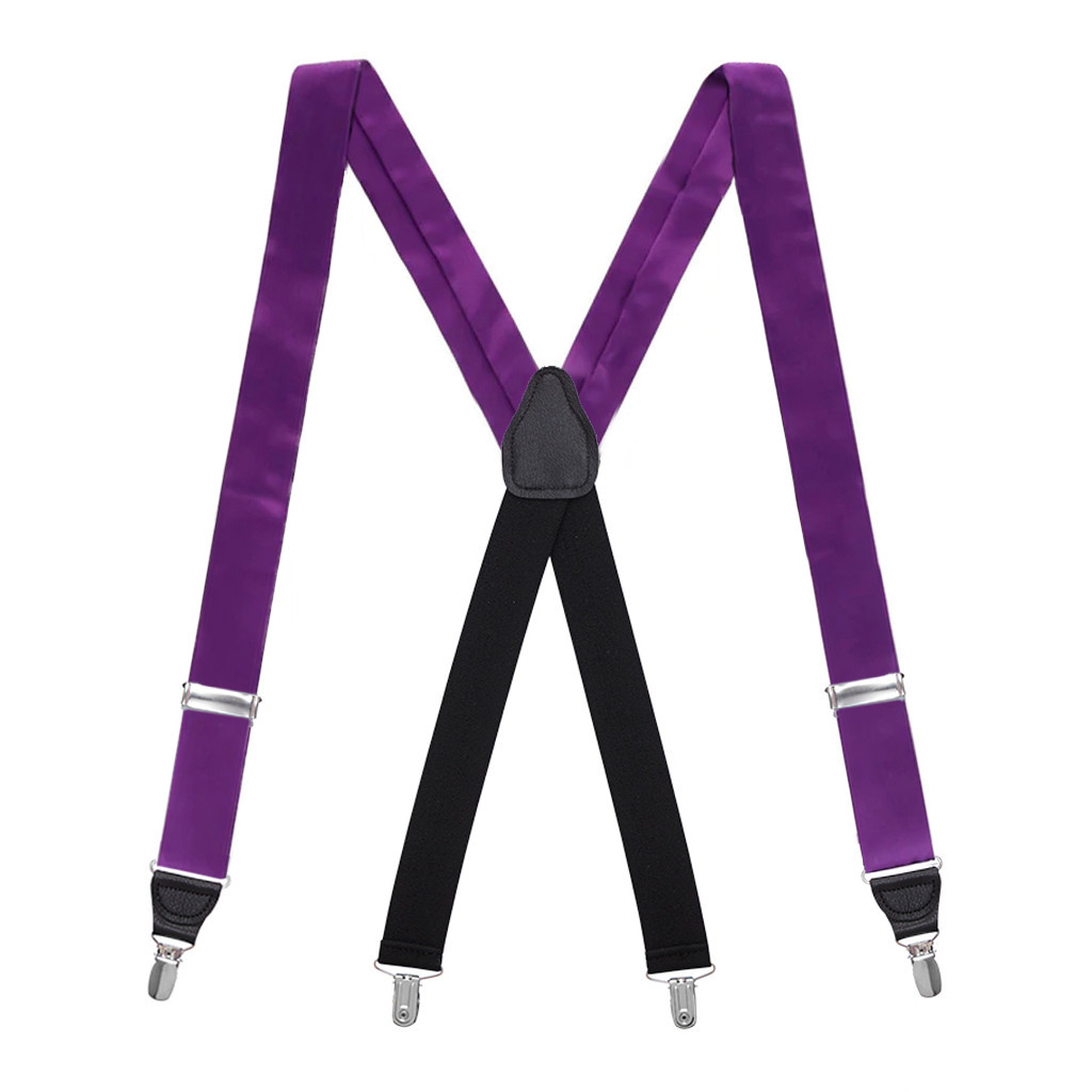Bangkok Silk Suspenders in Purple - Full View