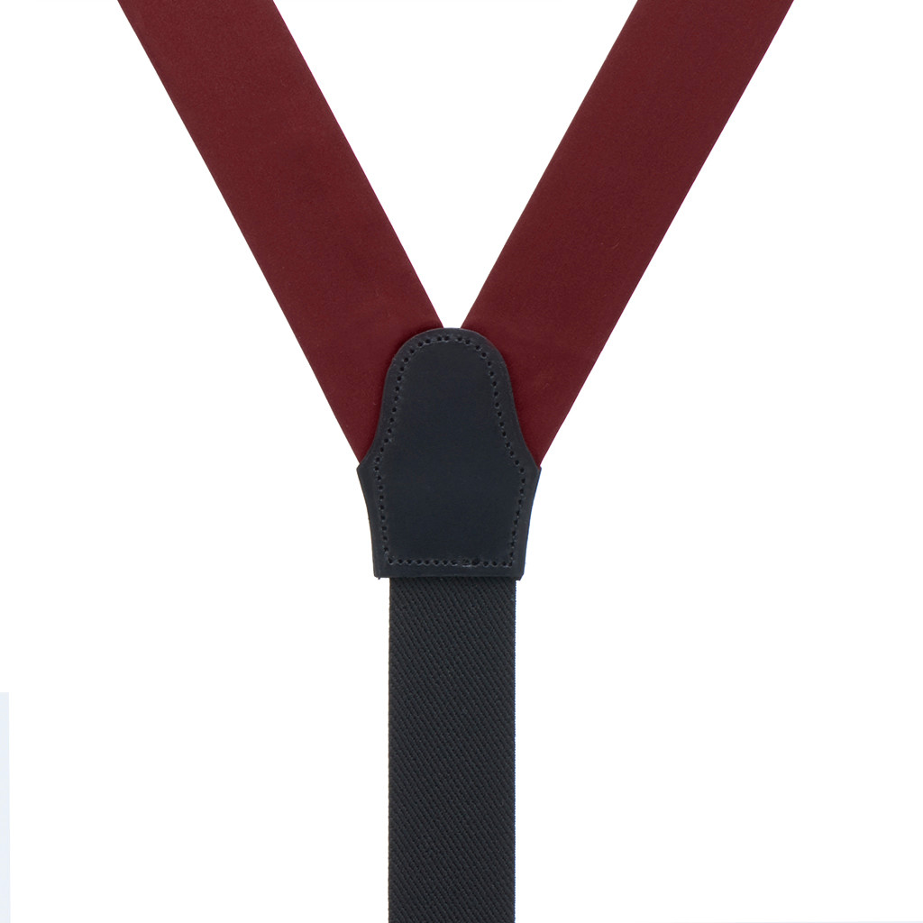 Runner End Silk Suspenders 1.38-Inch Wide in Burgundy - Rear View