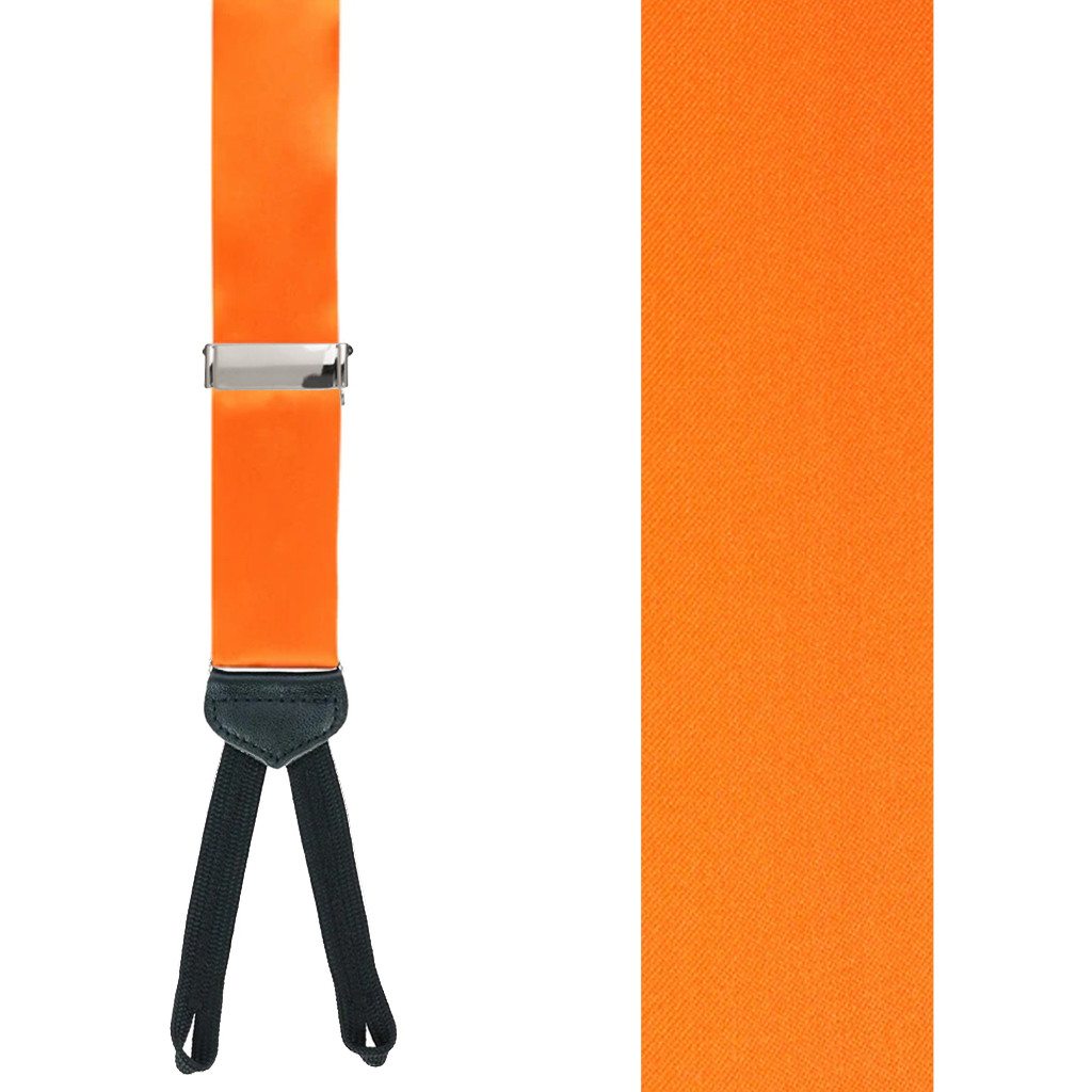 Runner End Silk Suspenders 1.38-Inch Wide in Orange - Front View