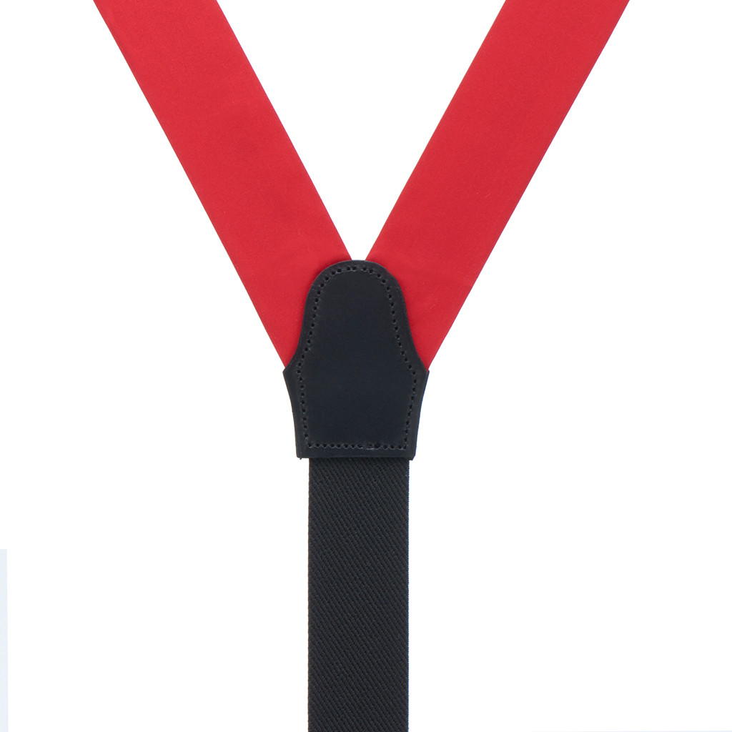 Runner End Silk Suspenders 1.38-Inch Wide in Red - Rear View