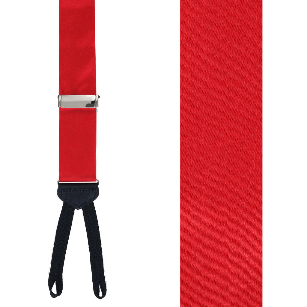Runner End Silk Suspenders 1.38-Inch Wide in Red - Front View