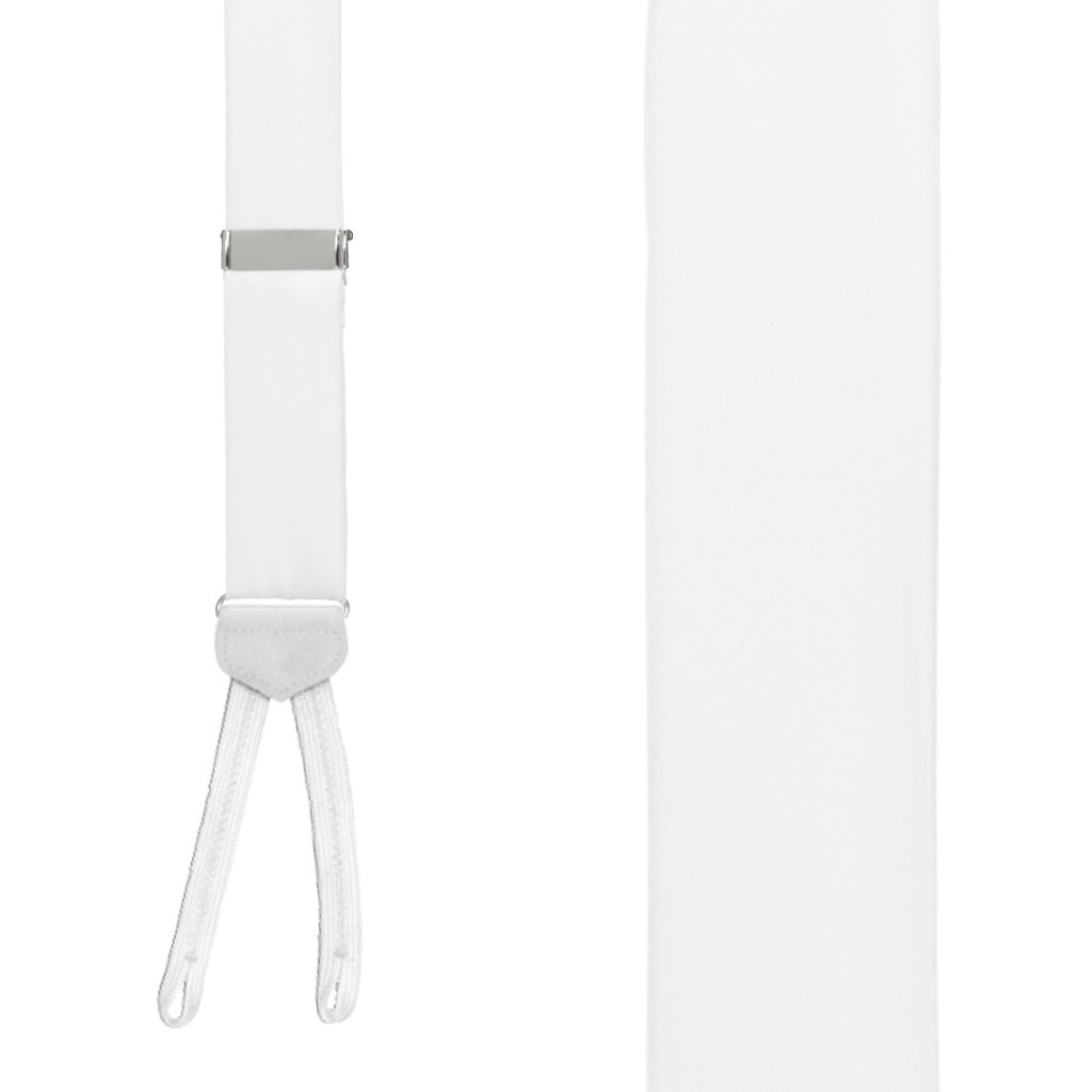 WHITE Silk Suspenders - 1.38-Inch Wide - Runner End | SuspenderStore