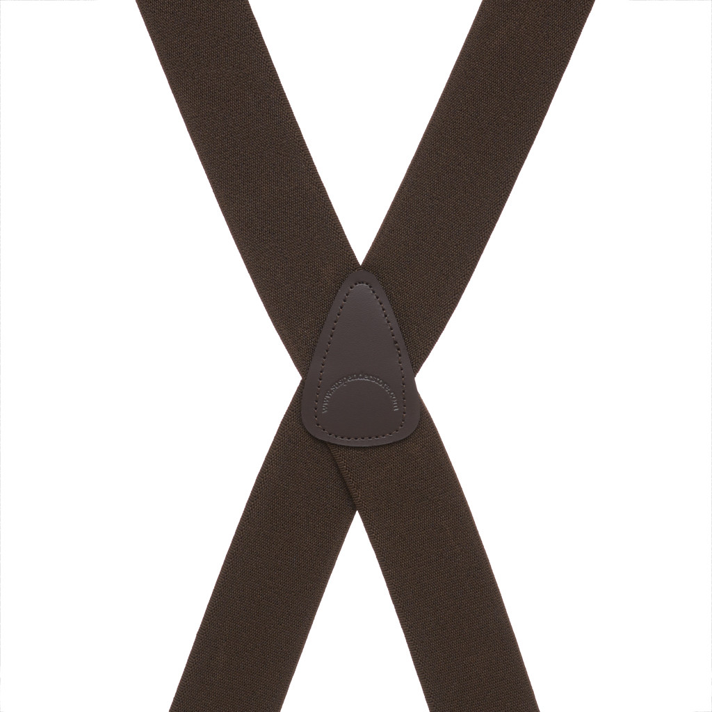 1.5 Inch Wide X-BACK Trigger Snap Suspenders in Brown - Rear View