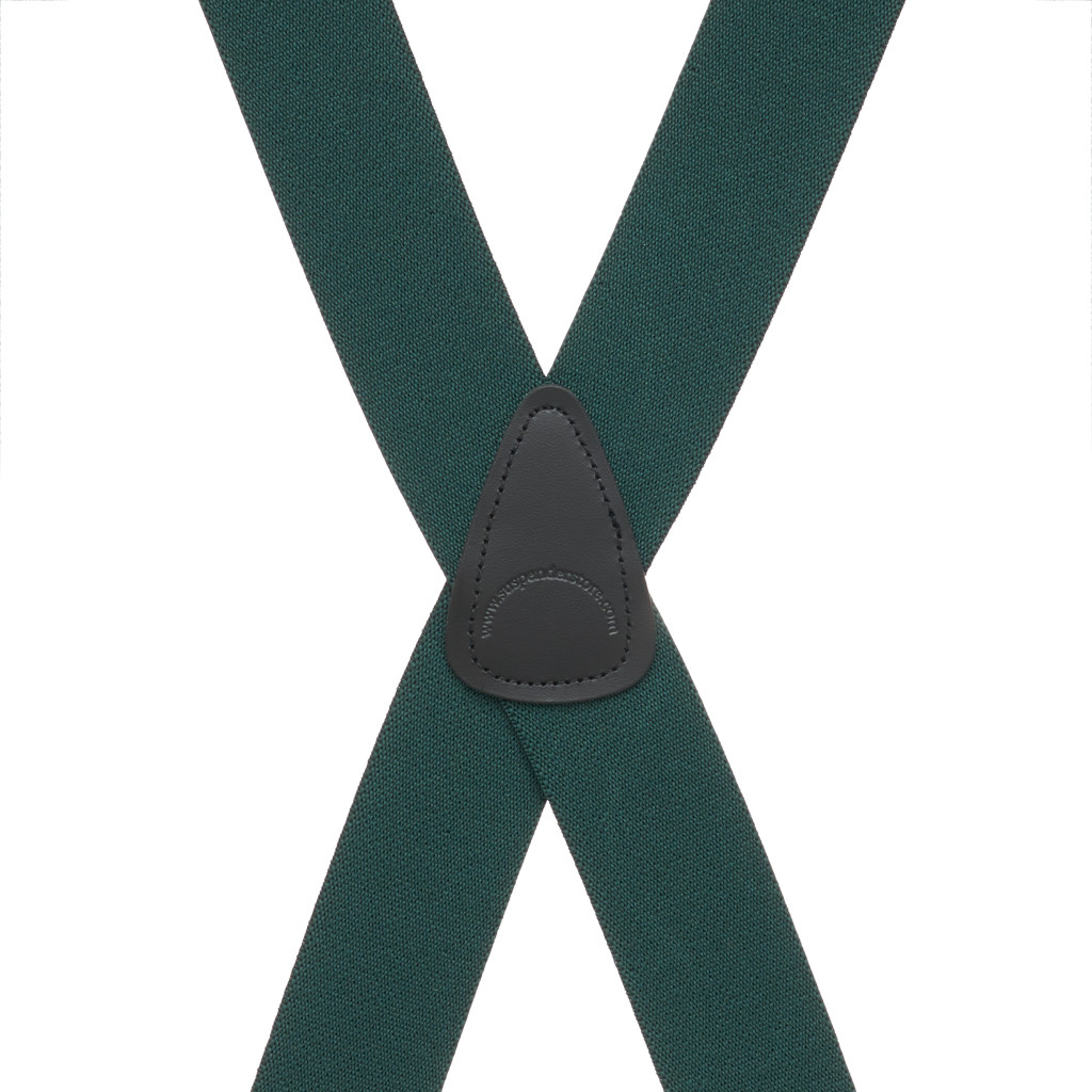 1.5 Inch Wide X-BACK Trigger Snap Suspenders in Hunter Green - Rear View