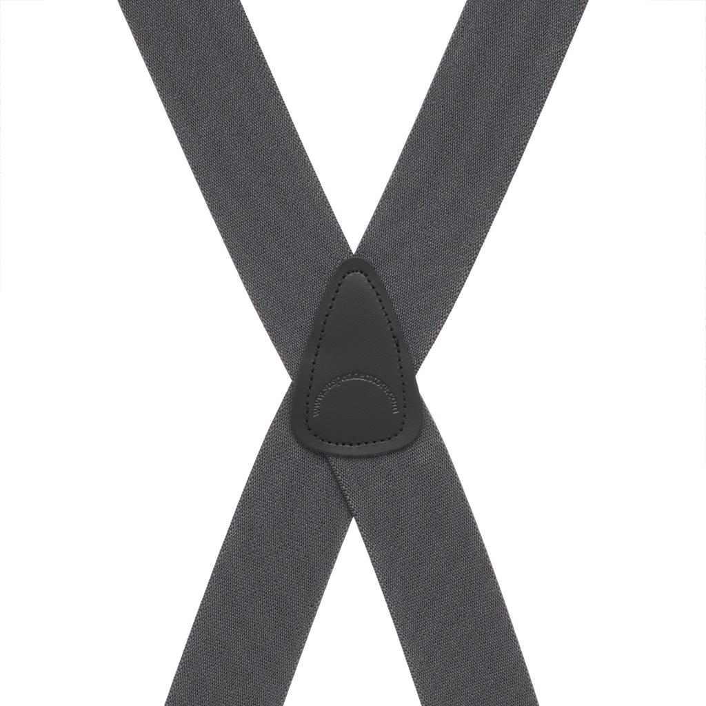 Big & Tall Suspenders - 1.5 Inch Wide X-Back Trigger Snap in Dark Grey - Rear View