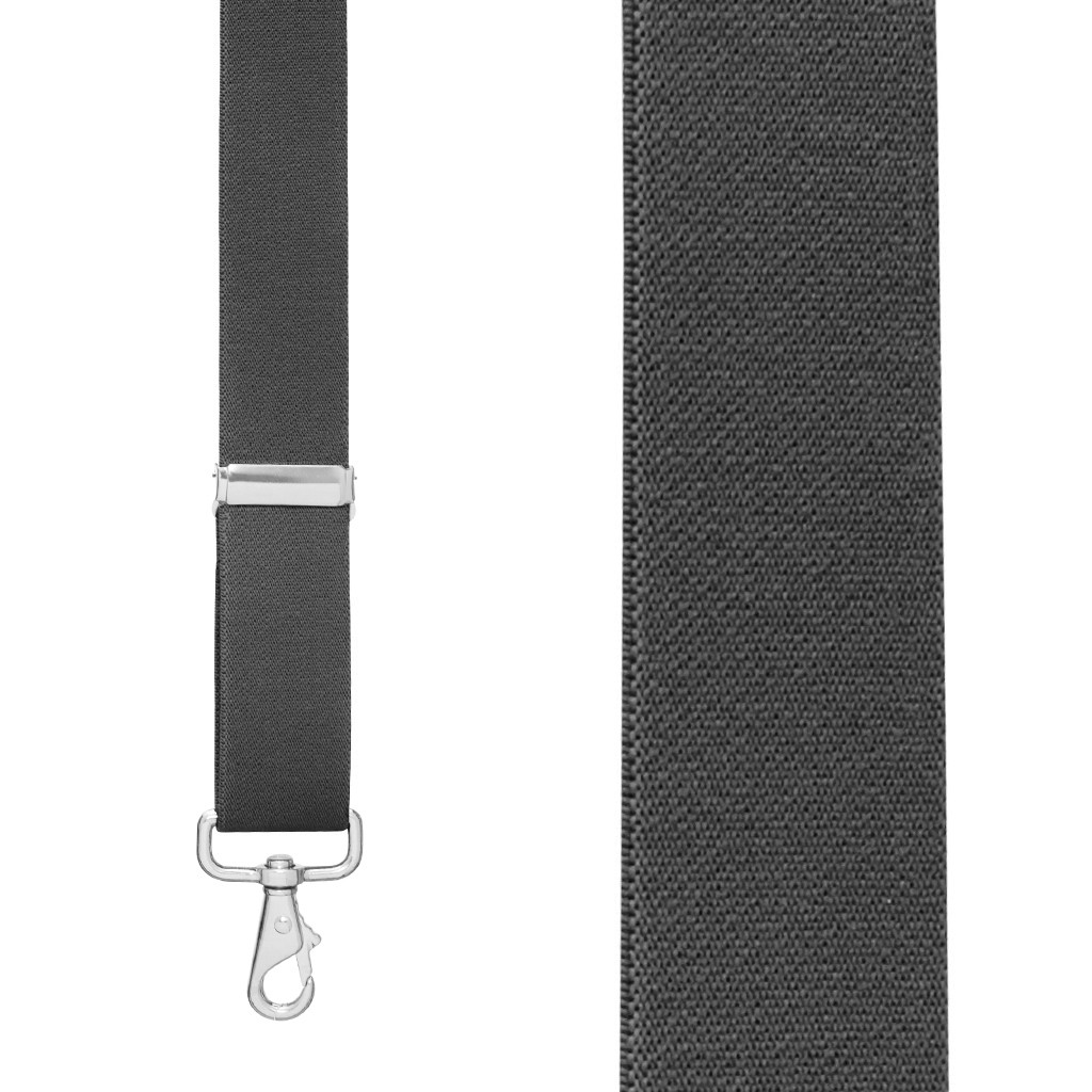 Big & Tall Suspenders - 1.5 Inch Wide X-Back Trigger Snap in Dark Grey - Front View