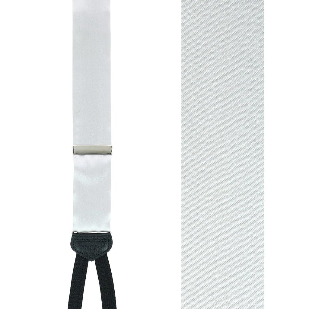 SILVER Silk Suspenders - Runner End | SuspenderStore