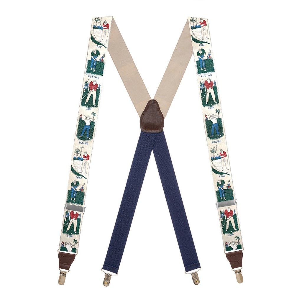 Vintage Ribbon Golf Talk Suspenders - CLIP