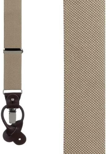 KHAKI Oxford Cloth Suspenders by Oxford Kent  - CONVERTIBLE