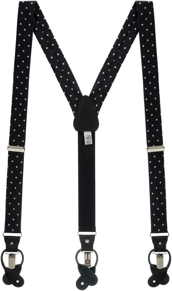Black & White Polka Dot Suspenders by Oxford Kent - CONVERTIBLE